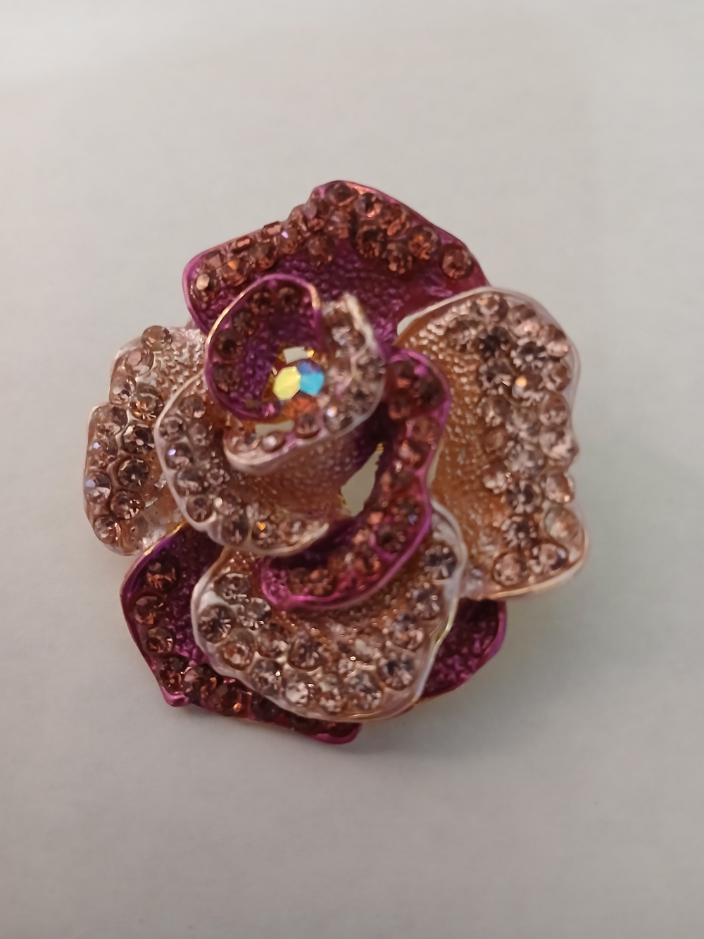 Pink and Rose Gold Crystal Flower Brooch - Women Jewelry